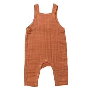 NWT Angel Dear Brown Muslin Overalls Size 6-12 Months